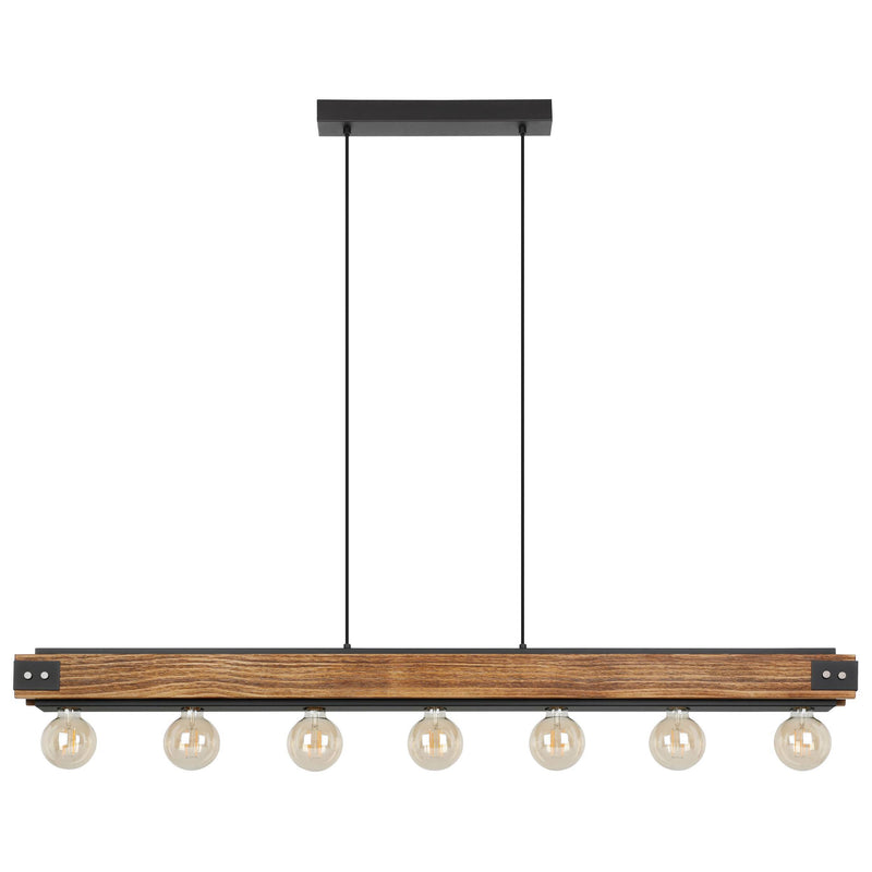 LAYHAM Pendant 7X60W E27 Black/RUSTIC Wood