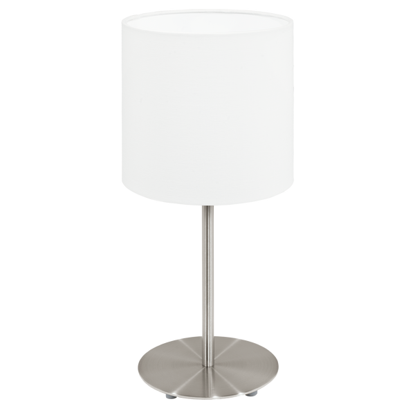PASTERI Table Lamp 1x60W E27 Satin Nickel & White