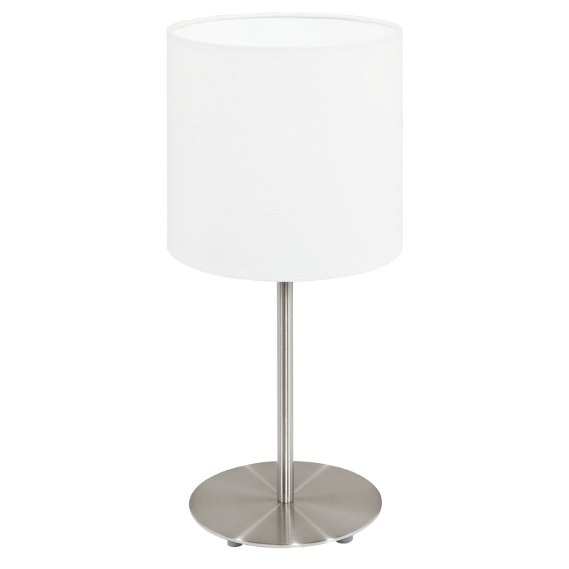PASTERI Table Lamp 1x60W E27 Satin Nickel & White