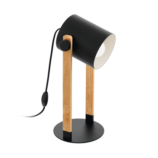 HORNWOOD Table Lamp 1x60W E27 Black & Wood