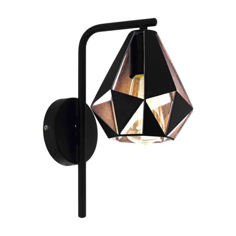 CARLTON 4 Wall Light 1x60W E27 Black & Copper