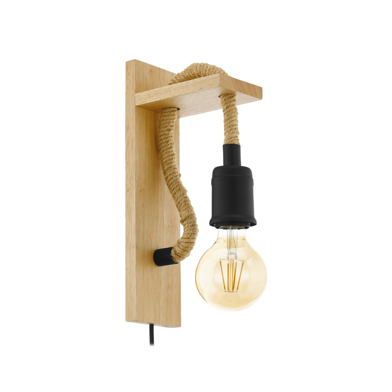 RAMPSIDE Wall Light 1x60W E27 Black & Wood