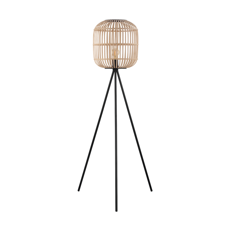 BORDESLEY Floor Lamp 1x28W E27 Black & Wood