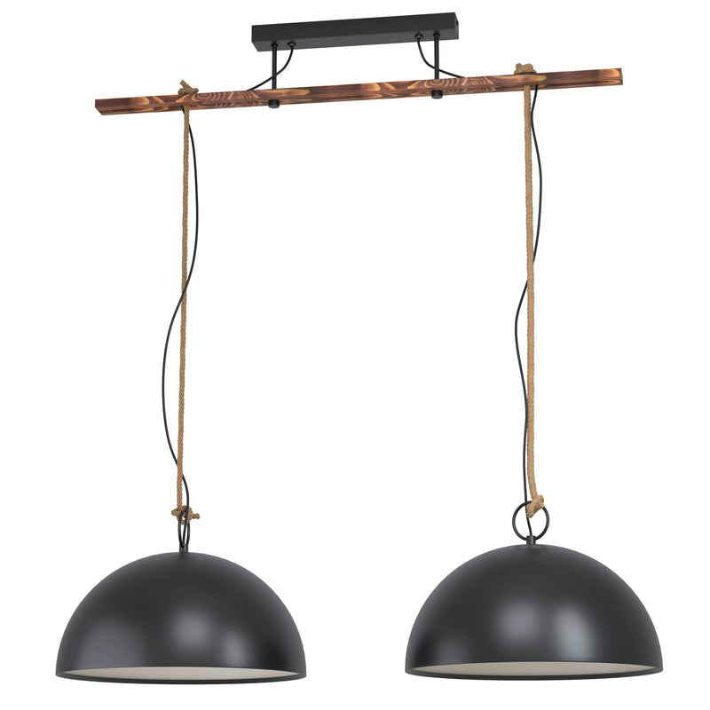 HODSOLL Pendant 2X40W E27 Black/RUSTIC Wood