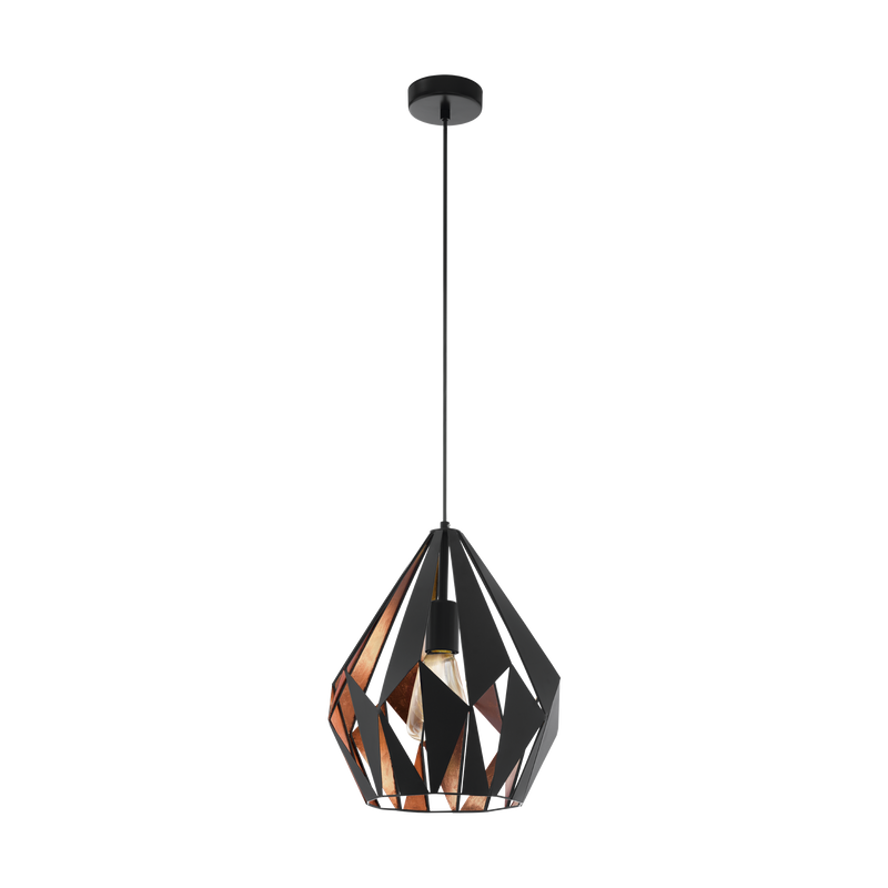 CARLTON 1 Pendant 1X60W E27 Black/Copper 2M Medium