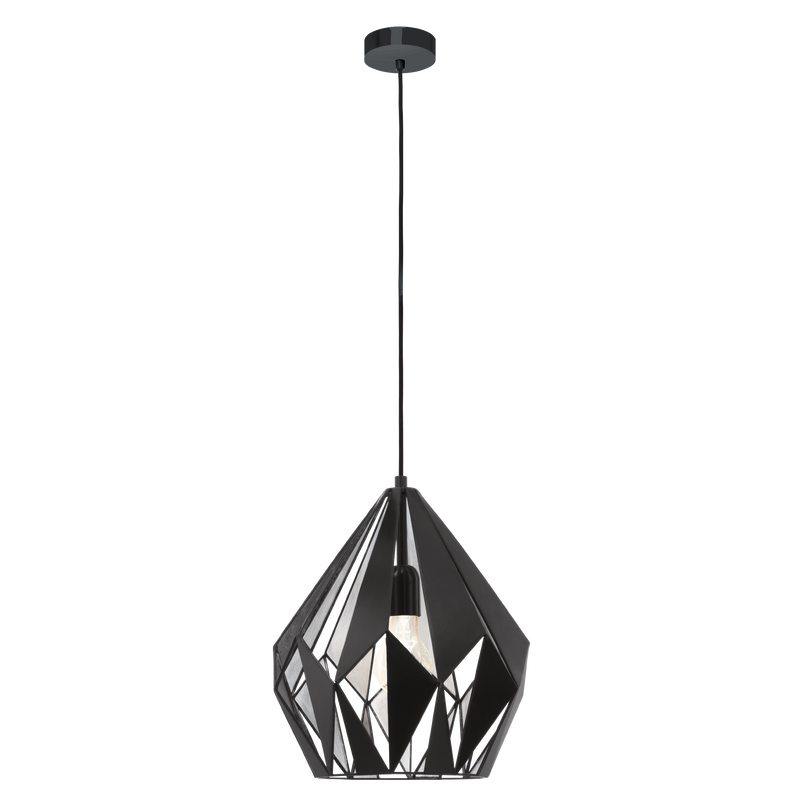 CARLTON 1 Pendant 1X60W E27 Black/SIL 2M Medium