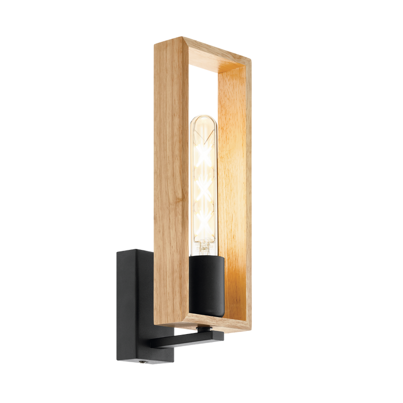 LITTLETON Wall Light 1x60W E27 Black Steel & Wood