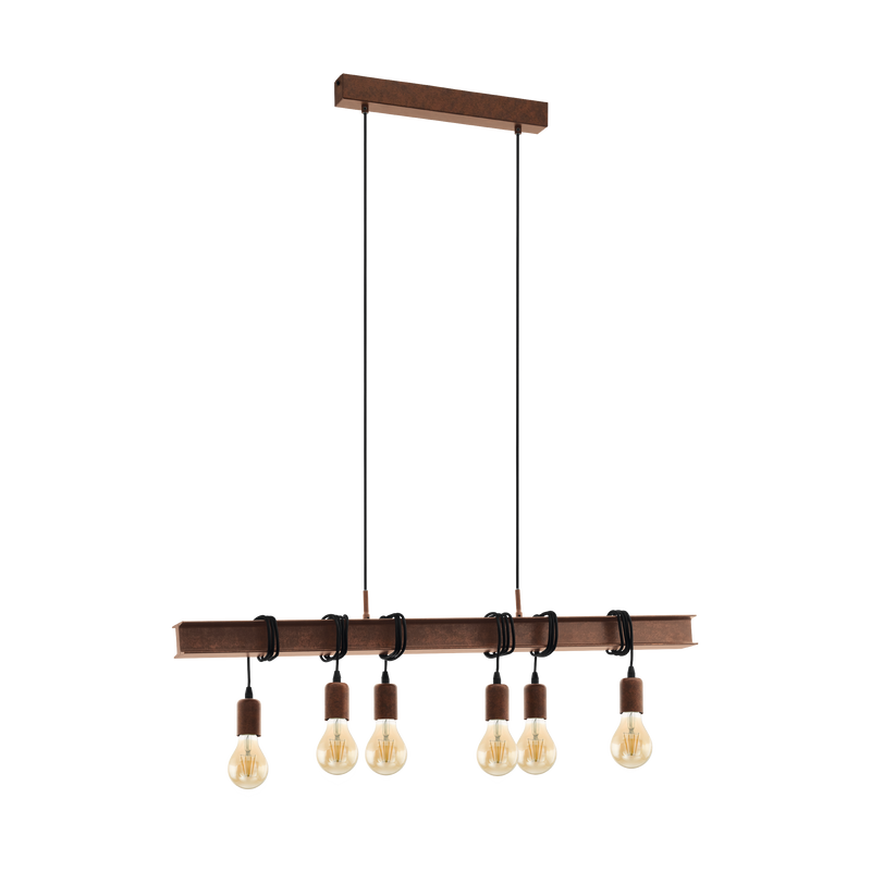 TOWNSHEND 4 Pendant Light 6x60W E27 Antique Brown