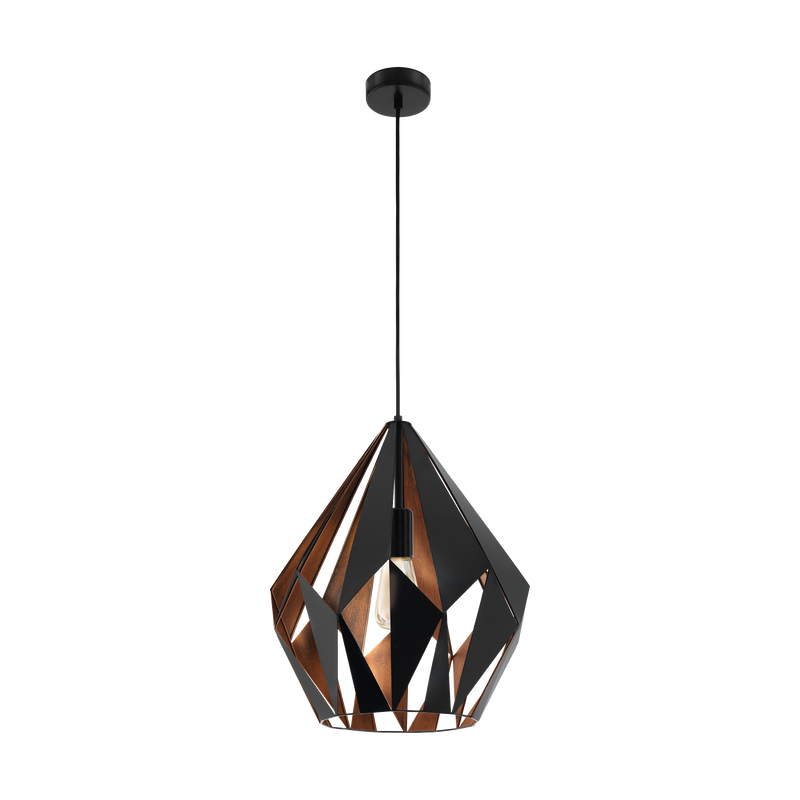 CARLTON 1 Pendant 1X60W E27 Black/Copper 2M Large