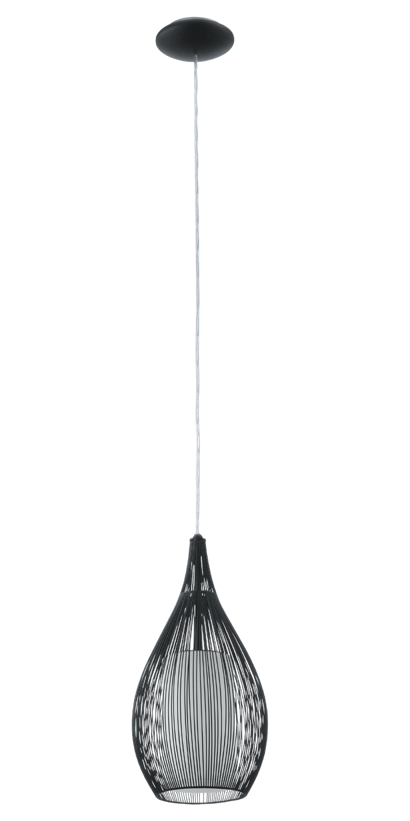 RAZONI Pendant Light 1x60W E27 Black W Satin Glass