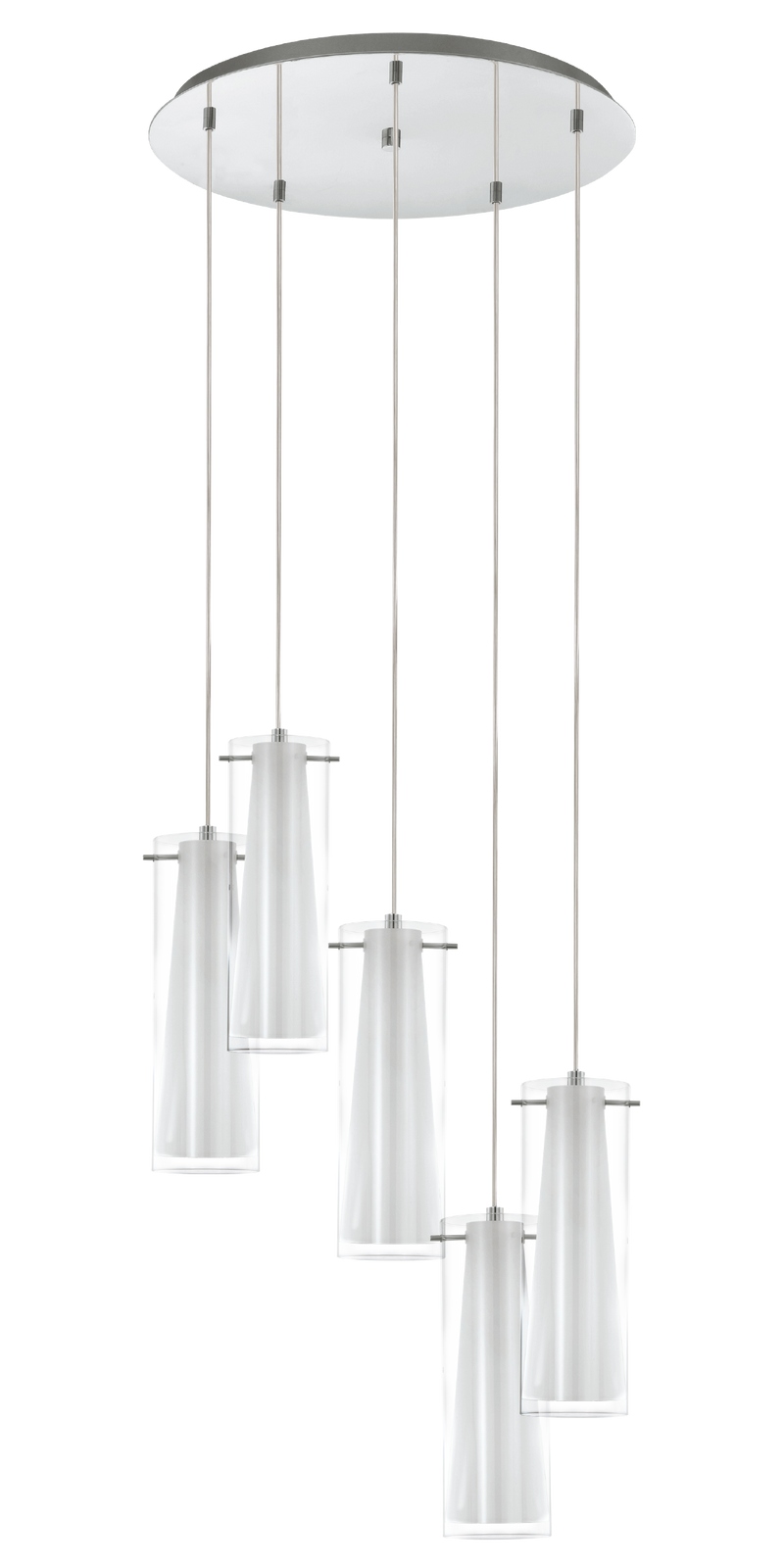 PINTO Pendant Light 5x60W E27 Chrome/White/Clear