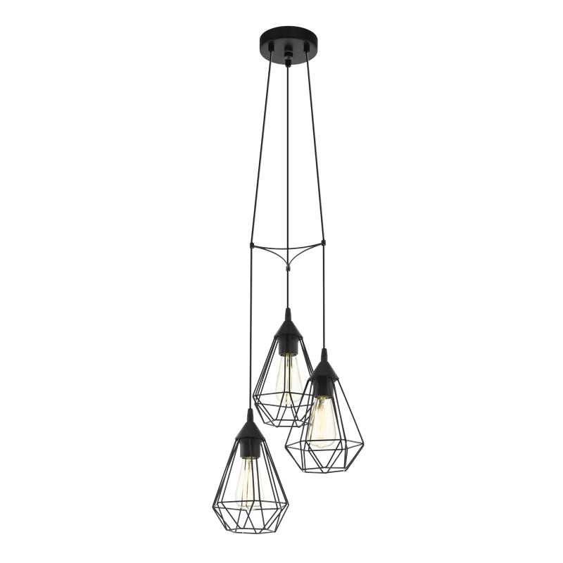 TARBES Pendant Light 3x60W E27 Black Cluster