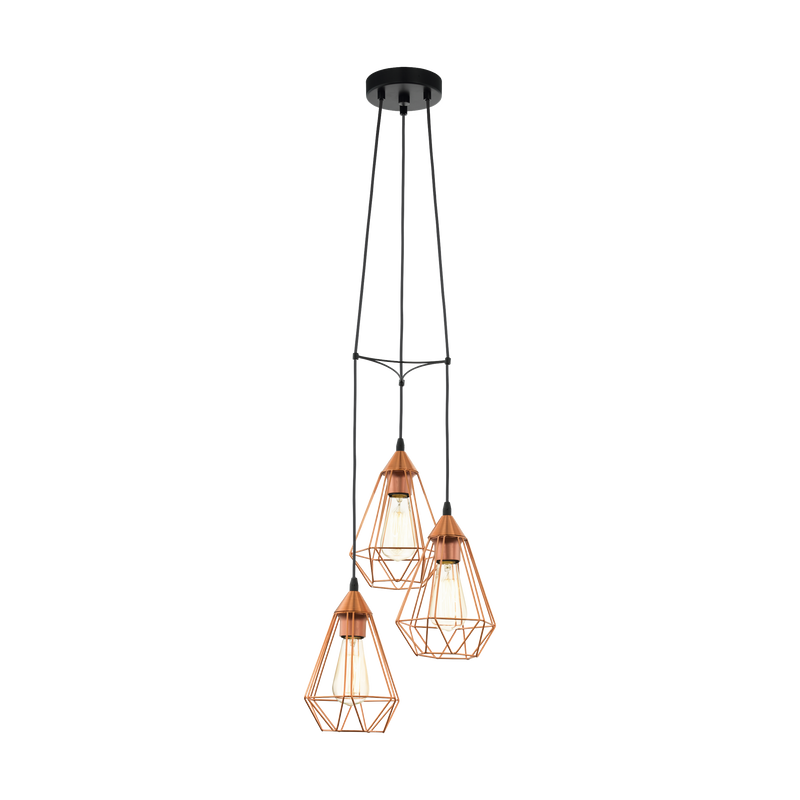 TARBES Pendant Light 3x60W E27 Copper Cluster