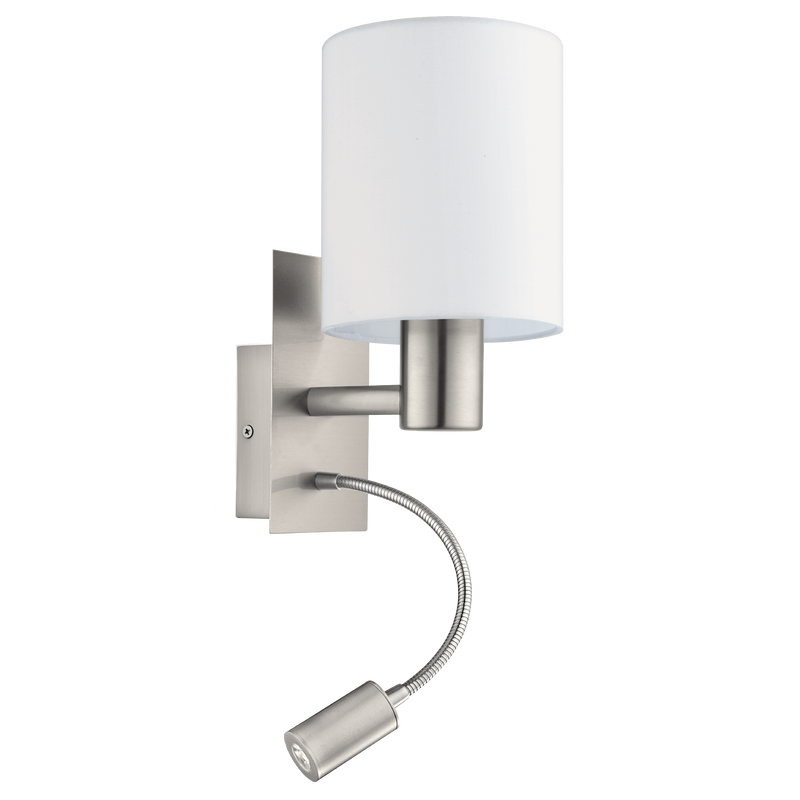 PASTERI Wall Light 1x40W 1x3.5W LED 3000K White & Nickel