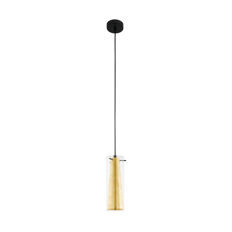 PINTO Gold Pendant Light 1x60W E27 Black/Gold