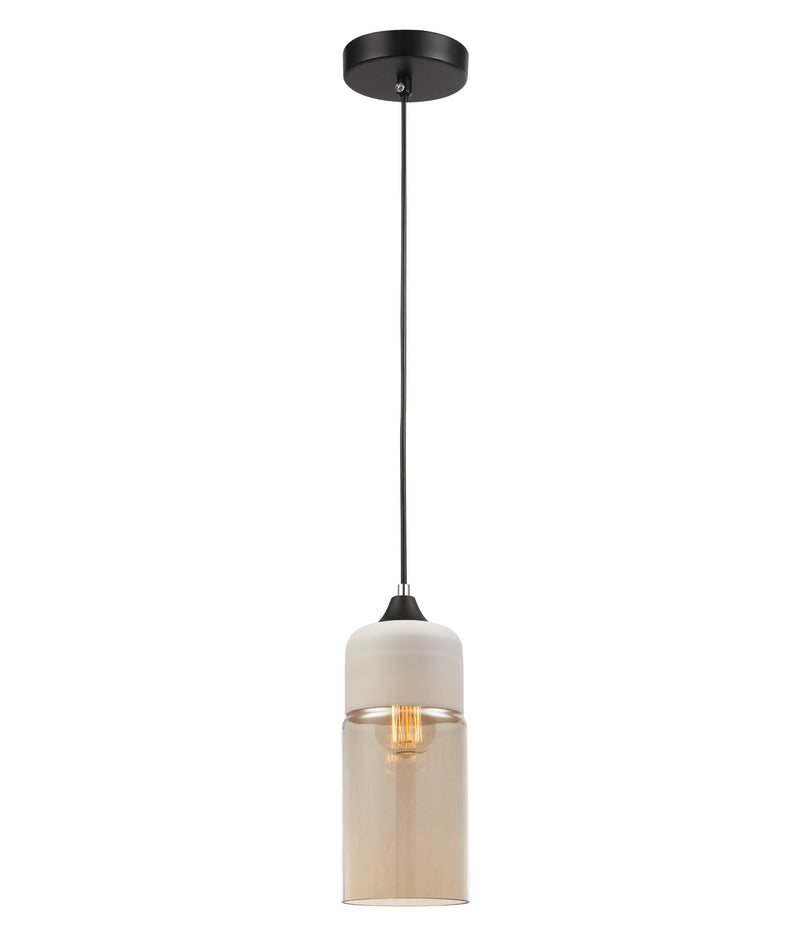 PENDANT ES White w/Amber Glass OBLONG OD130mm