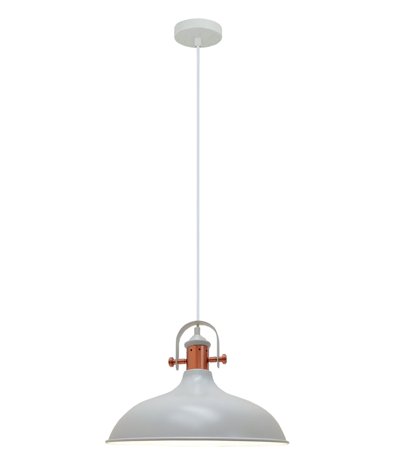 PENDANT ES Matt White DOME w/Copper Highlights OD360mm