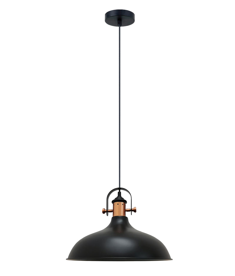 PENDANT ES Matt Black DOME w/Copper highlights OD360mm