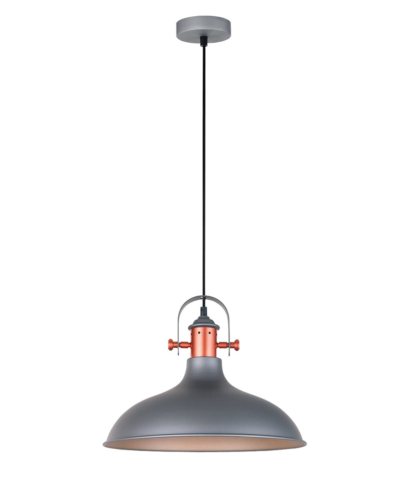 PENDANT ES Matt Grey DOME w/Copper highlights OD360mm