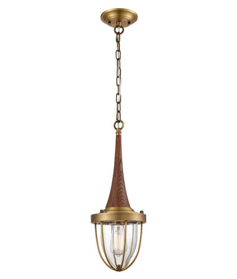 PENDANT ES Satin Brass & Dark Wood