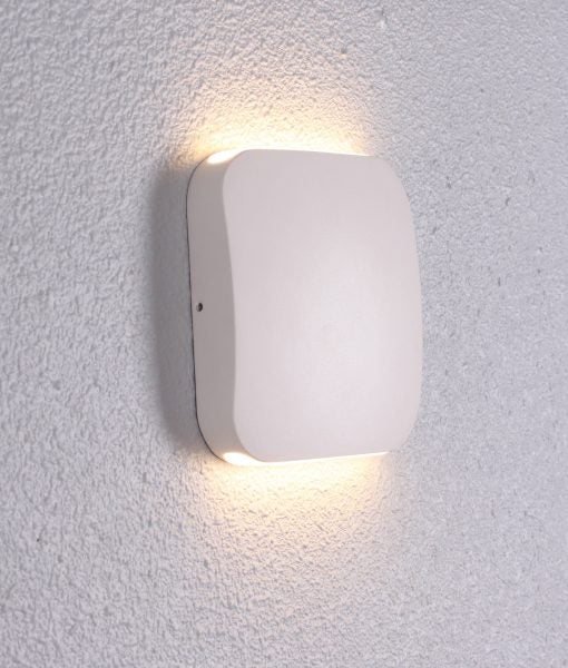 Outdoor LED Wall Light Sand White Square Up/Down 3000K 9W IP54