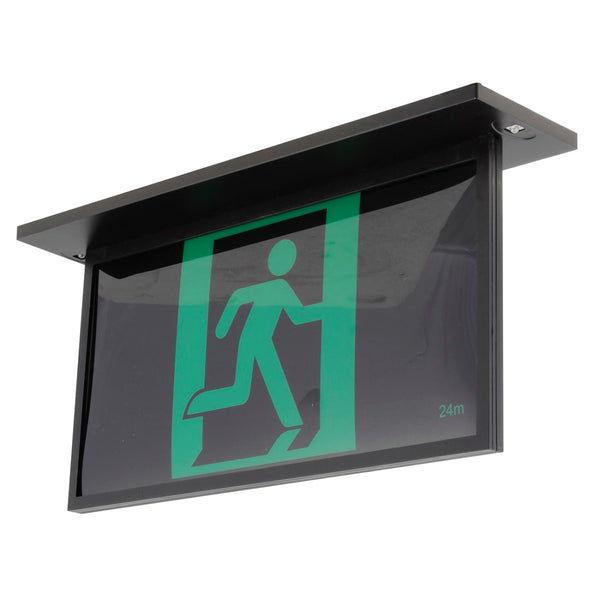 Blade Recessed 2W Exit Sign with 1W Emergency Downlight-Black
