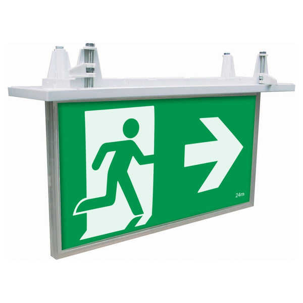 Blade Recessed 2W Exit Sign with 1W Emergency Downlight-White